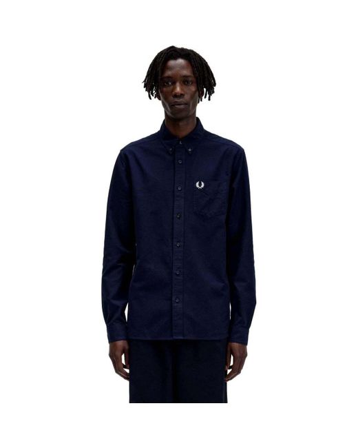 Fred Perry Overhemd Lange Mouw in het Blue voor heren
