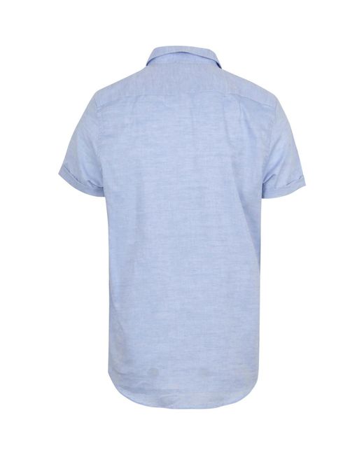 Chemise Chemise Manches Courtes en Lin Bleu Clair Suitable pour homme en coloris Blue
