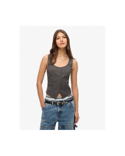 Debardeur Gilet dos en satin Superdry en coloris Multicolor