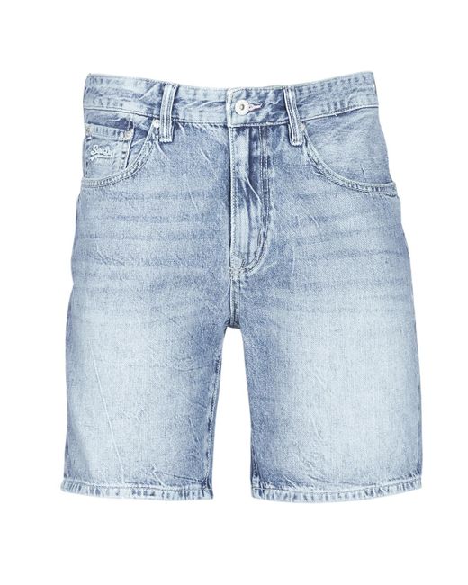 Superdry korte broek ijsjes print blauw streepjes