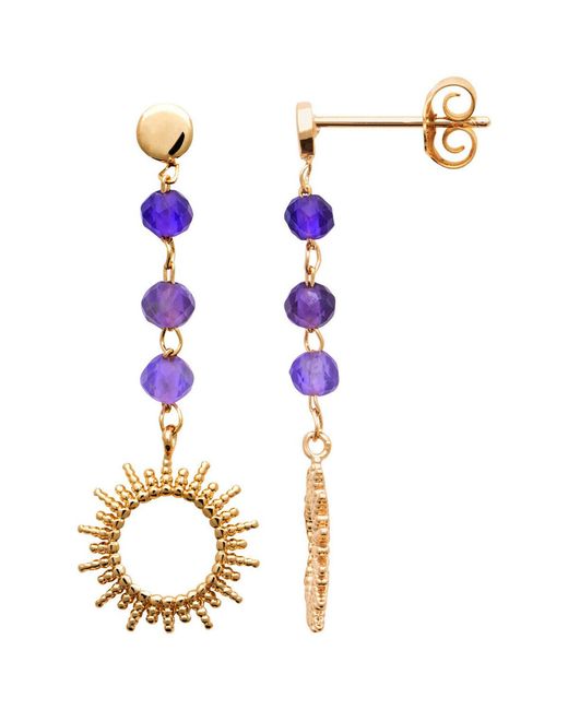 Boucles oreilles Boucles d'oreilles soleil et améthyste Brillaxis en coloris Metallic