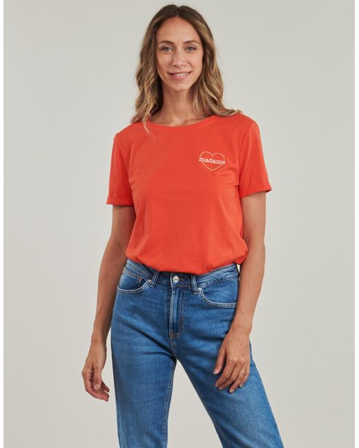 T-shirt ONLBEATE LIFE S/S HEART TOP CS JRS ONLY en coloris Orange