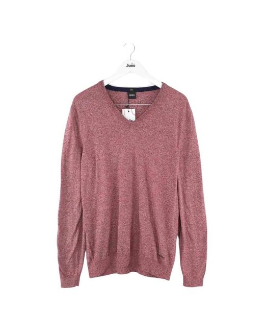 Pull Pull en coton bordeaux Boss pour homme en coloris Pink