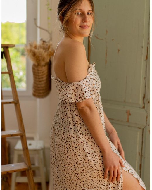 Celeste Lange Jurk Patchouli in het Brown