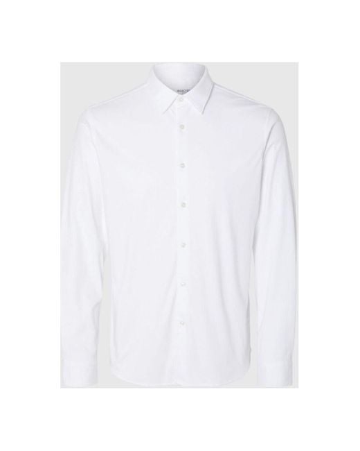 SELECTED Overhemd Lange Mouw 16094593 Jersey Shirt-Bright in het White voor heren