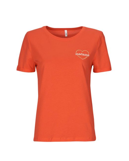 T-shirt ONLBEATE LIFE S/S HEART TOP CS JRS ONLY en coloris Orange