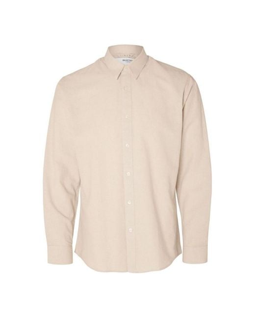 SELECTED Overhemd Lange Mouw 16079056 Linen Shirt-Pure Cashmere in het Natural voor heren