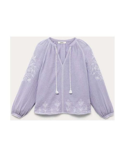 Tunique Blouse brodee en coton Promod en coloris Violet Lyst