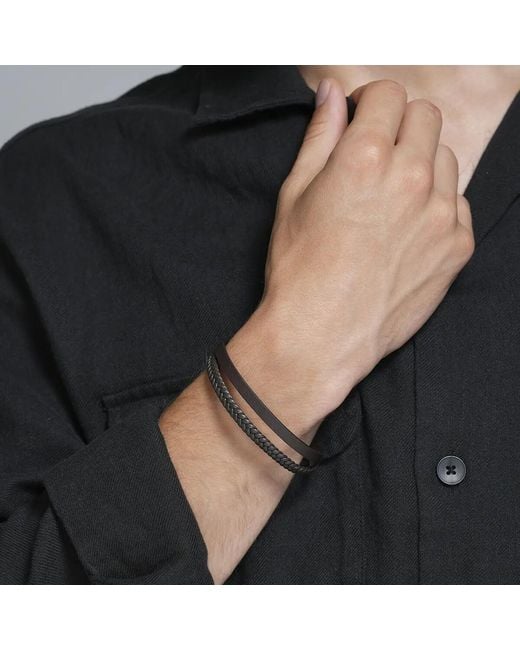 Bracelets Bracelet Lumio acier cuir noir Jourden pour homme en coloris Black