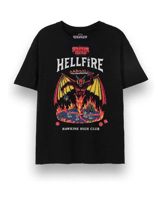 T-shirt Hellfire T-shirt à manches courtes Stranger Things en coloris Black