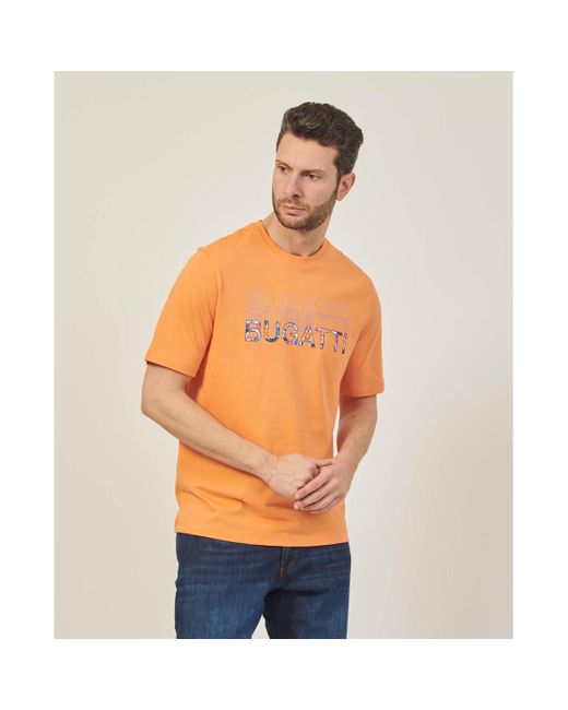 T-shirt T-shirt col rond avec logo 3D Bugatti pour homme en coloris Orange