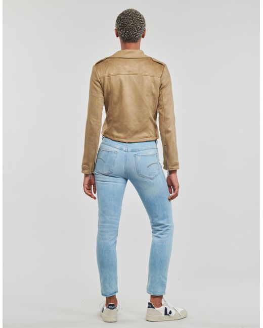 Veste ONLSCOOTIE FAUX SUEDE BIKER JACKET OTW ONLY en coloris Natural