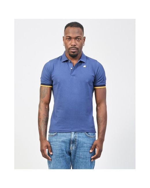 T-shirt Polo Vincent de en piqué de coton K-Way pour homme en coloris Blue
