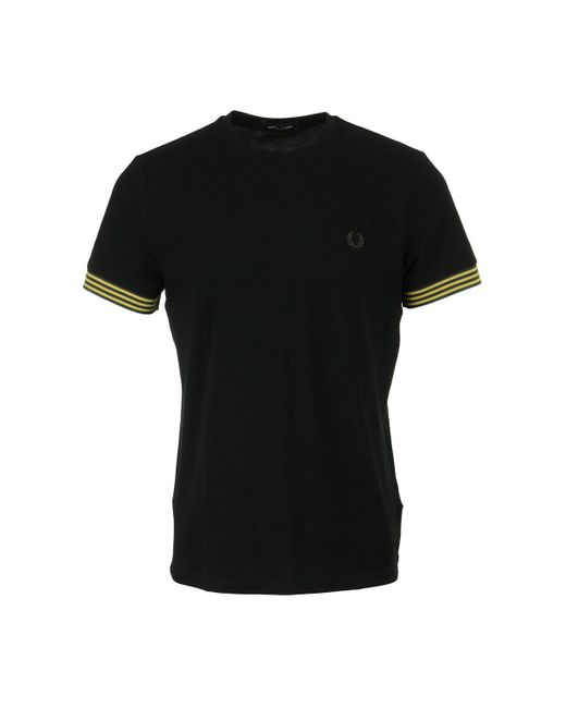 Fred Perry T-Shirt Korte Mouw Striped Cuff T-Shirt in het Black voor heren