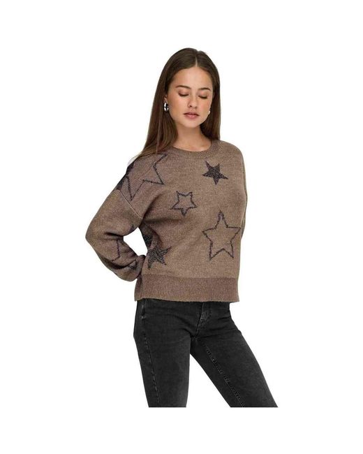 Pull 077-52646359564627 ONLY en coloris Brown