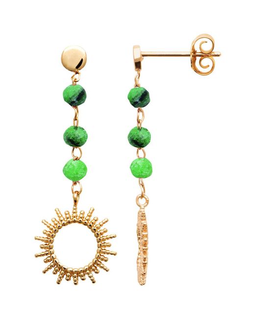 Boucles oreilles Boucles d'oreilles soleil rubis zoisite Brillaxis en coloris Green