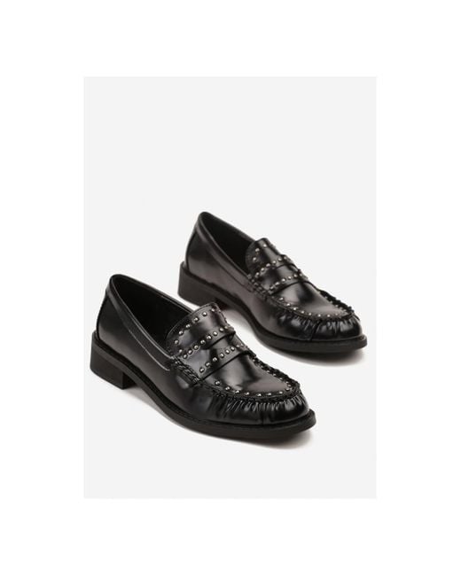 Ballerines Mocassins plates à clous, Noir Vera Collection en coloris Black