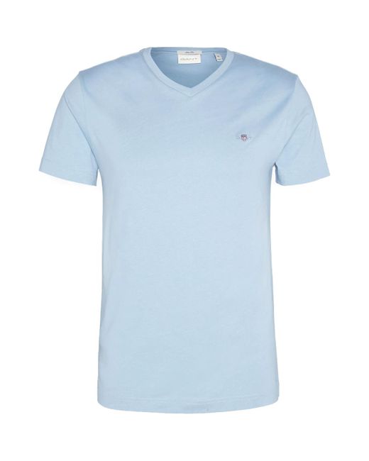 T-shirt Slim Shield V-Neck Tee Gant pour homme en coloris Blue
