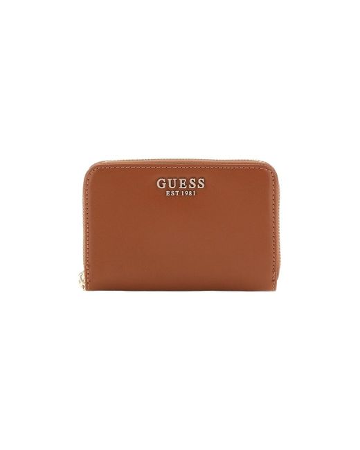 Guess Portemonnee Laurel Slg Medium Zip Around in het Brown