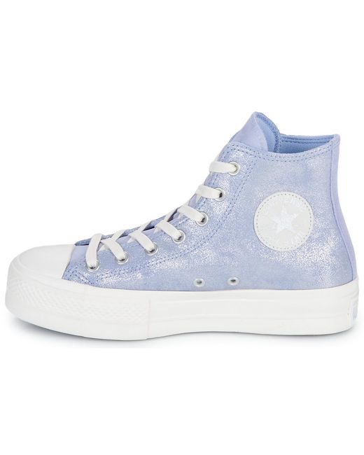 Converse Blue Turnschuhe Chuck Taylor All Star Lift Platform Suede Shimmer