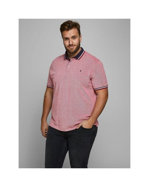 Polo 12143859 PAULOS POLO SS-RIO RED Jack & Jones pour homme en coloris Pink