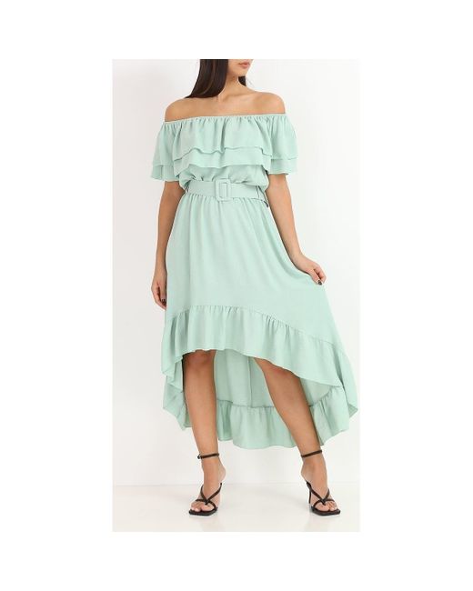 Robe Verte Asymetrique A Volants Robe La Modeuse En Coloris Vert Lyst