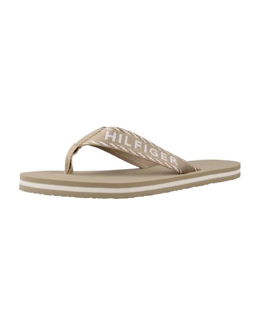 Tommy Hilfiger Teenslippers Webbing in het Brown