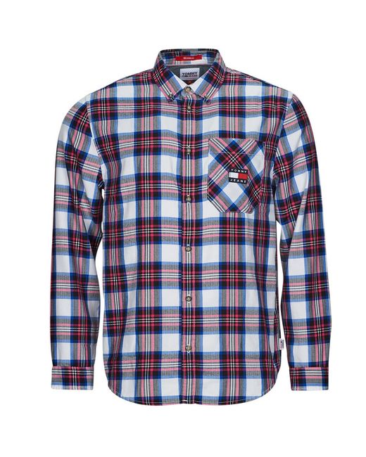 Camicia A Maniche Lunghe Tjm Relaxed Flannel Shirt di Tommy Hilfiger in Blue da Uomo