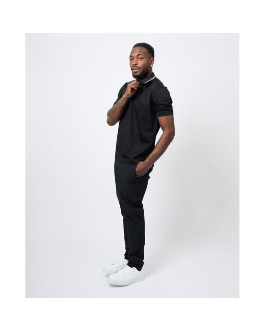 T-shirt Polo avec col rayé EAX pour homme en coloris Black