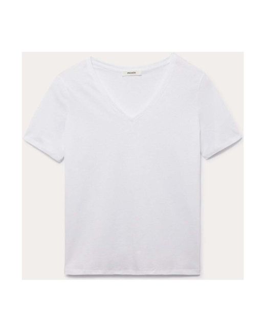 Blouses T-shirt uni col V éco-conçu Promod en coloris White