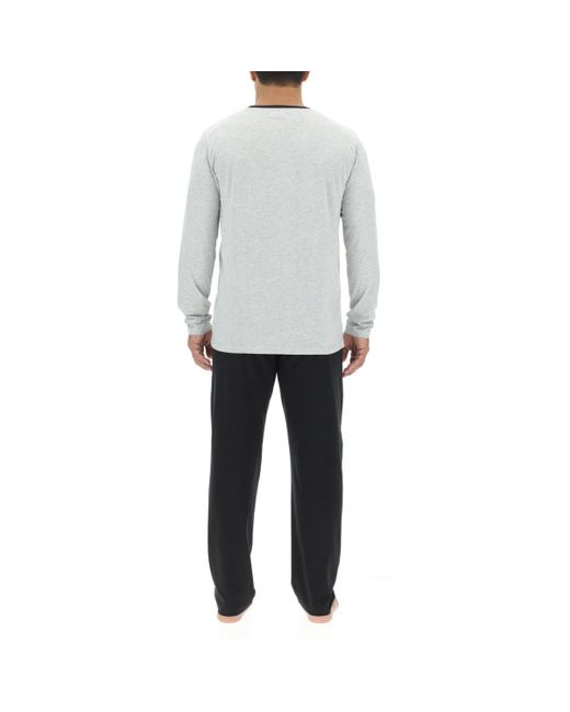 Pyjamas / Chemises de nuit Ensemble Pyjama long en coton uni Logo poitrine Pierre Cardin pour homme en coloris Gray