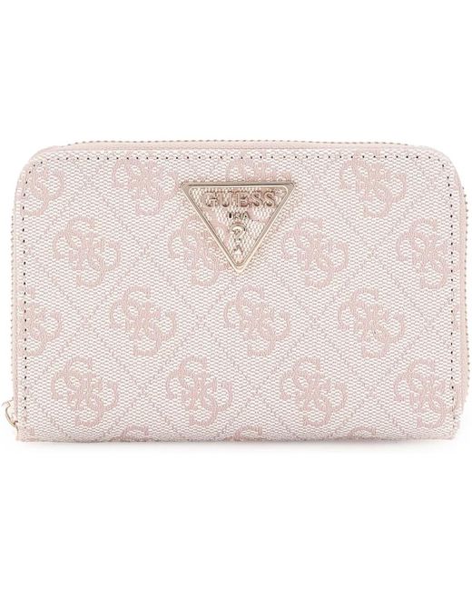 Portefeuille Laurel Slg Medium Zip Around Guess en coloris Pink