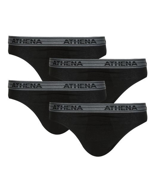 Slips Basic Coton Pack De 4 Athena pour homme en coloris Black