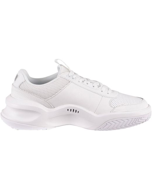 Lacoste Men/'s Ace Lift 0320 2 SMA Leather Trainers White