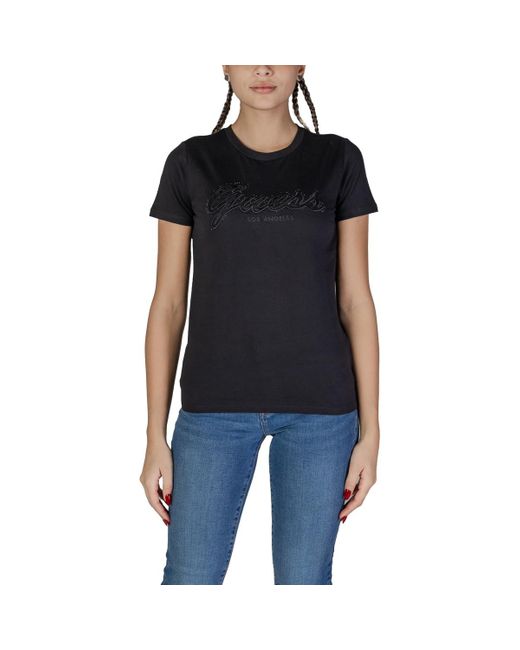 T-shirt SS SCRIPT LACE LOGO W5RI08 K9RM1 Guess en coloris Black