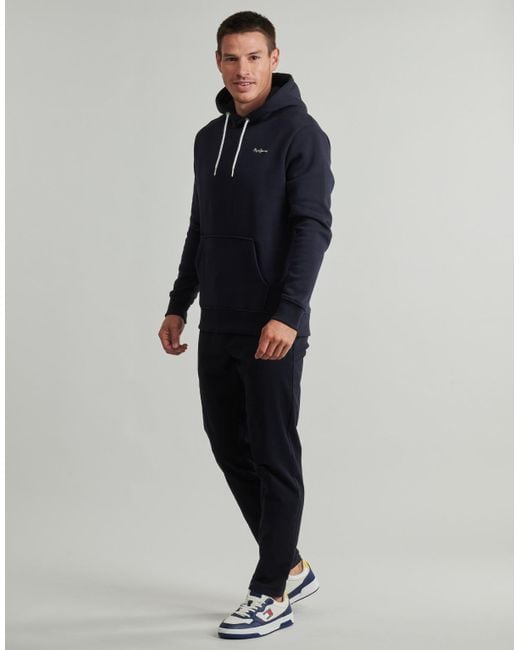Pepe Jeans Sweatshirt Macbeth Small Logo Plain Hoodie in Blue für Herren