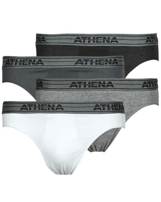Athena Slips Basic Coton Pack De 4 in het Gray voor heren
