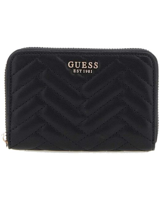 Portefeuille Anning slg medium zip around Guess en coloris Black