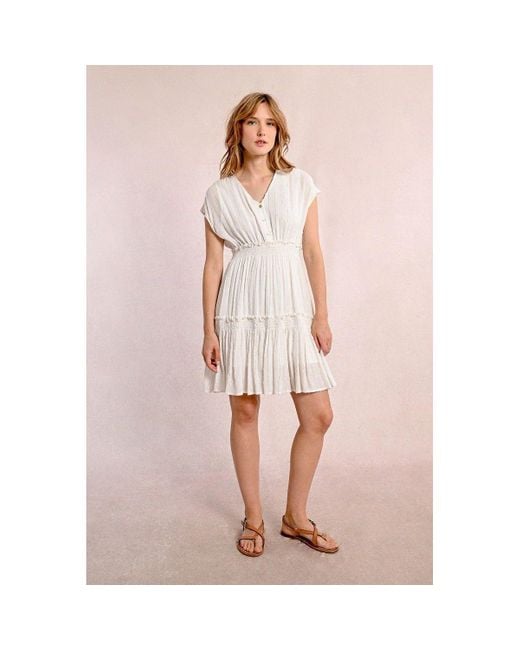 Molly Bracken Jurk G925De-Offwhite in het Pink