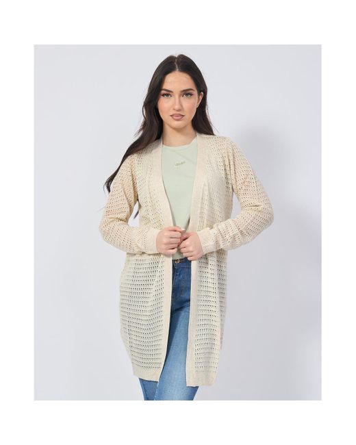 Gilet Cardigan long en mélange de lin ajouré Yes Zee en coloris Blue