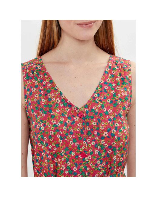 Robe Robe imprimée longue boutonnée coton bio et lin OULIA La Fiancee Du Mekong en coloris Red