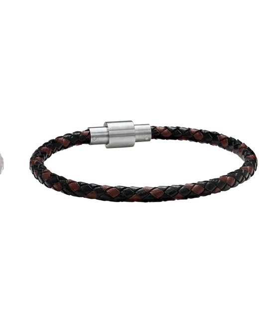 Bracelets Bracelet Timo acier cuir noir et brun Jourden pour homme en coloris Black