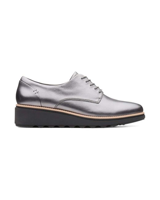clarks silver lace up shoes