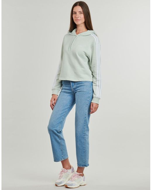 Adidas Green Sweatshirt Essentials 3-Stripes French Terry Crop Hoodie