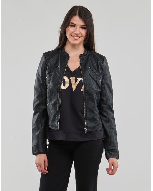 Vero Moda Black Lederjacken Vmfavodona Coated Jacket Noos