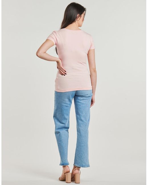 Guess T-Shirt Korte Mouw Vn Python Triangle in het Pink