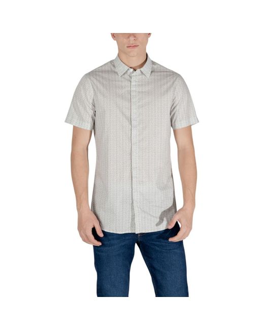 EAX Overhemd Korte Mouw Xm000624 Af13184 in het Gray voor heren
