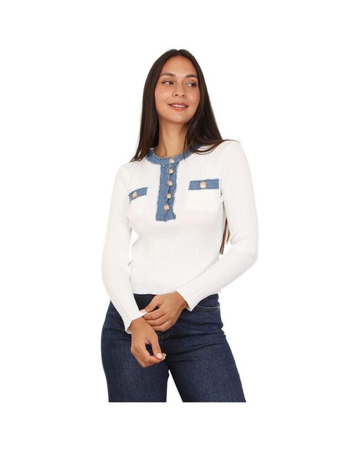 Pull Pulls pour - Blanc La Modeuse en coloris Blue