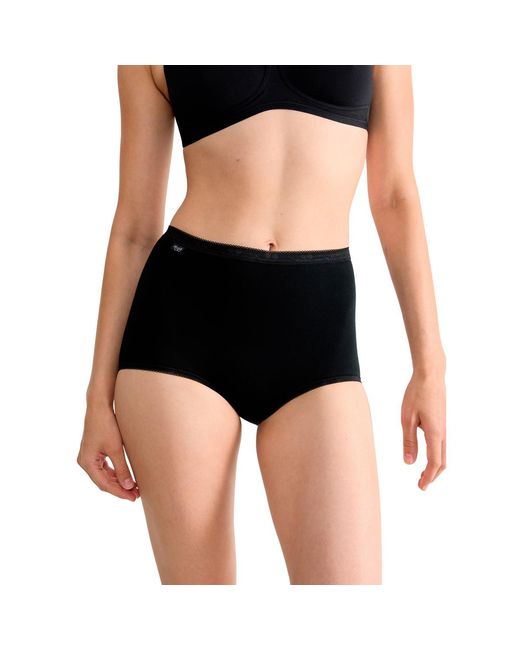 Culottes & slips Pack x4 culottes taille haute BASIC PLUS Sloggi en coloris Black