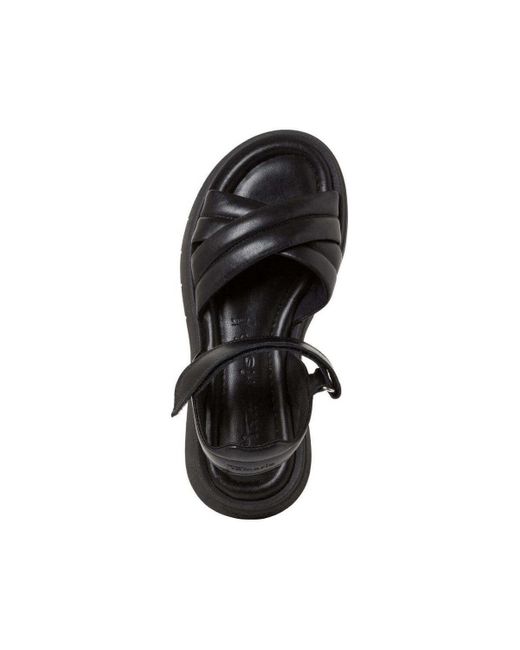 Sandales black leather casual open sandals Tamaris
